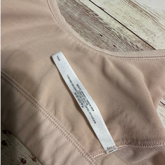 Aerie Front Zip Sports Bra Size Small Workout Neutral Blush Pink Athletic Active - Picture 4 of 4